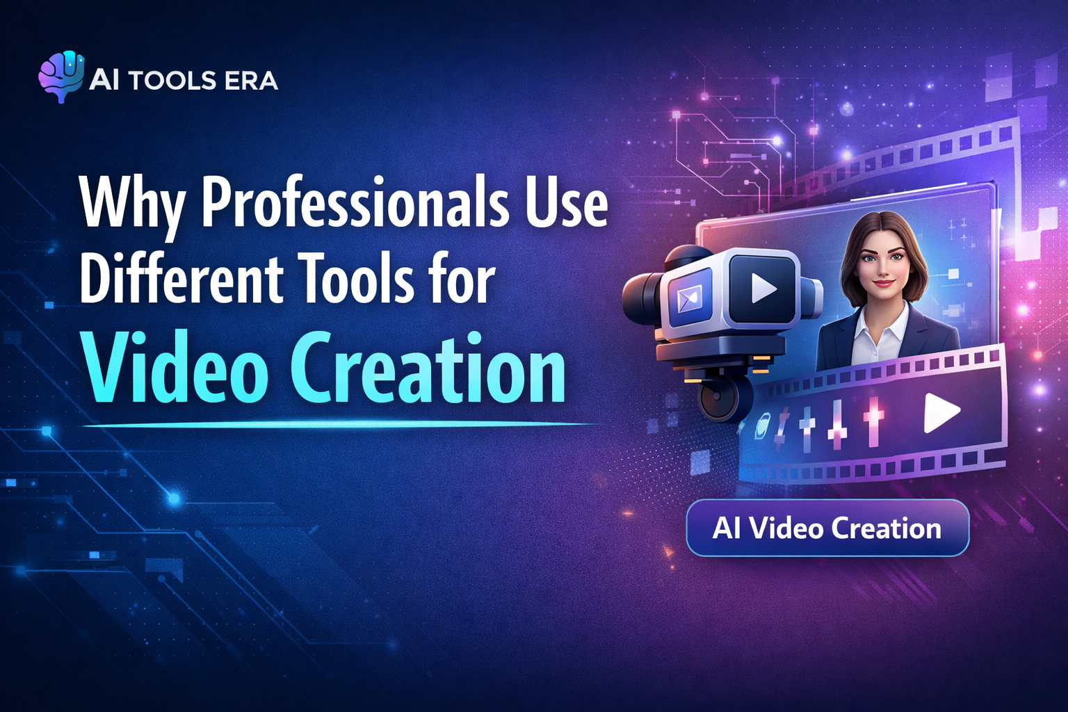 AI Tools Era featured image explaining why professionals use different tools to create videos